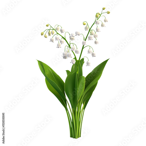 Wallpaper Mural Lily of the valley flowers displayed on a transparent background, ideal for botanical designs, floral arrangements, or nature-themed visuals. Torontodigital.ca