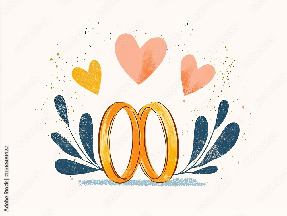 Obraz premium Beautiful wedding rings with hearts highlight love and commitment in union.