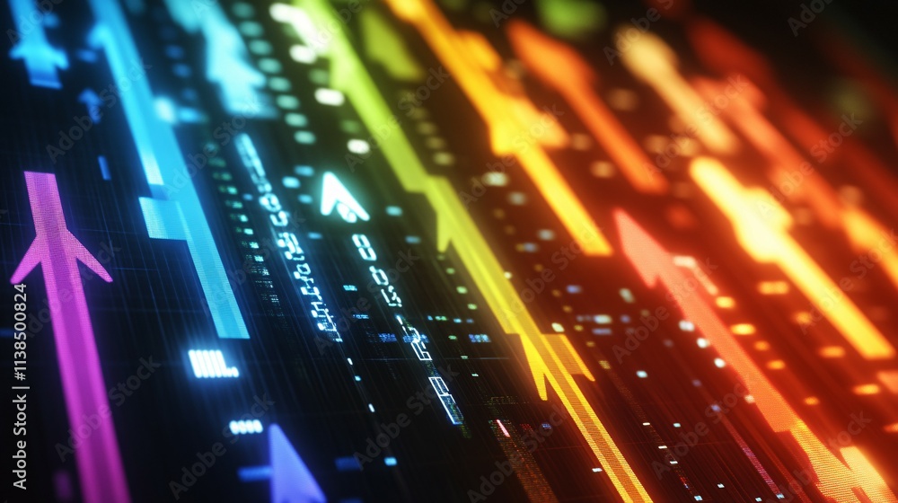 Colorful Upward Arrows Digital Data Visualization Colorful Upward Arrows Digital Data Visualization
