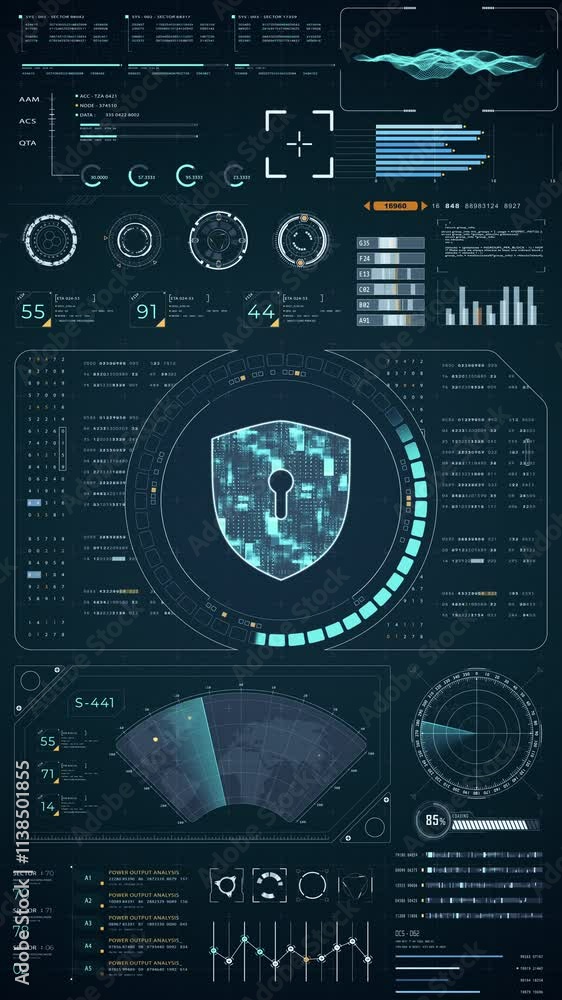 Motion graphic of Blue security shield with head up display (HUD UI) and circuit panel futuristic abstract background network firewall technology and data secure vertical video concepts Motion graphic of Blue security shield with head up display (HUD UI) and circuit panel futuristic abstract background network firewall technology and data secure vertical video concepts