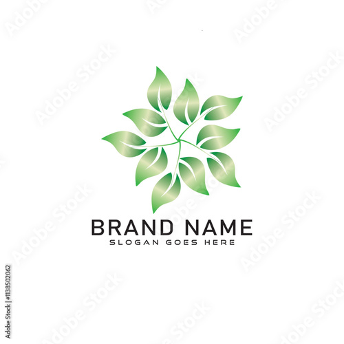 Plant or leaf growth logo icon design line style with circle round graphic element for agriculture, farm, ecology, greening earth logo template photo