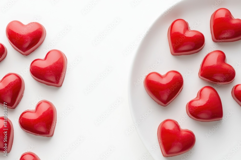 Fototapeta premium Plate filled with many small red hearts