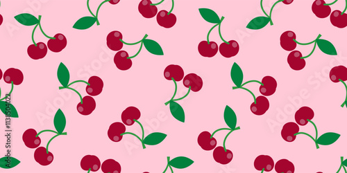 cherry seamless pattern print design on pink background vector illustration