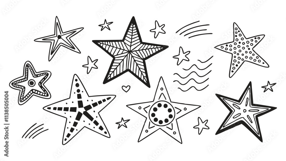 Fototapeta premium Abstract Hand-drawn Star Illustrations