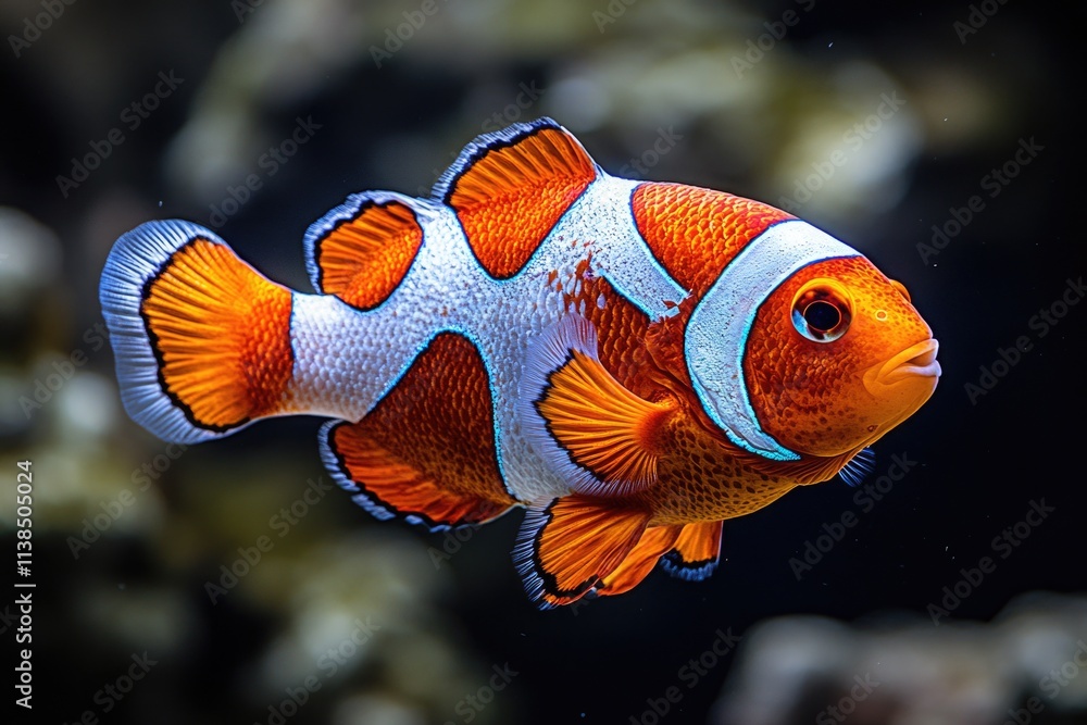 Εκτύπωση καμβά A colorful orange and white clown fish swims in a well-lit aquarium