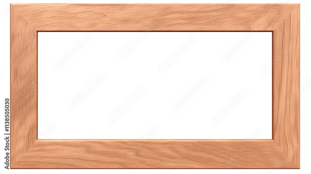 rectangular wooden photo frame with natural finish, isolated on white background, showcasing its simple and elegant design rectangular wooden photo frame with natural finish, isolated on white background, showcasing its simple and elegant design