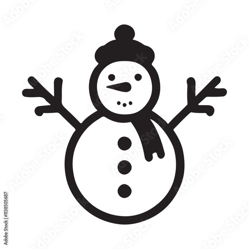 Charming Snowman Silhouette Icon Vector Illustration for Winter Designs photo