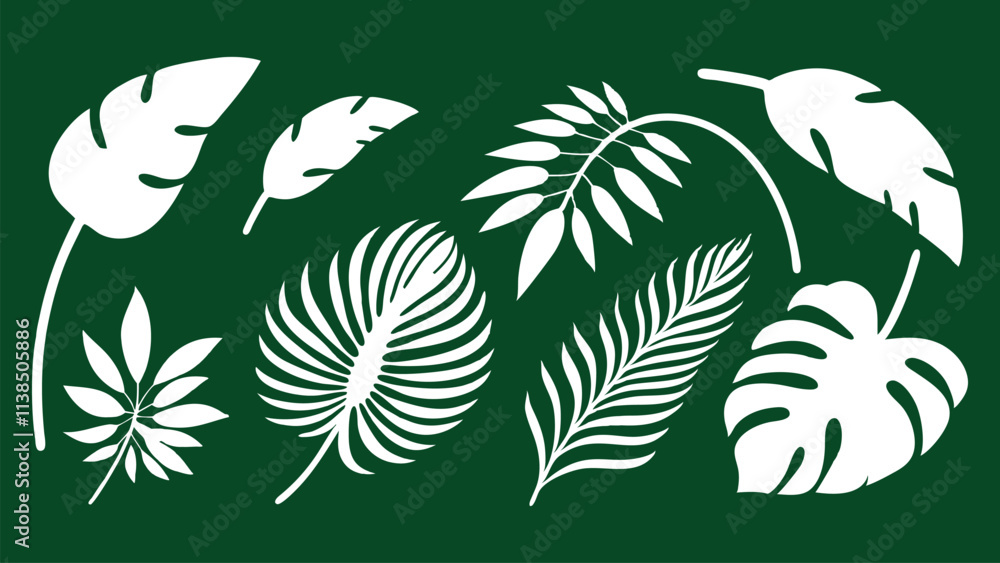 Fototapeta premium Green Tropical Leaf Collection