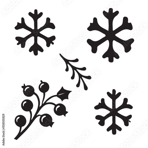 Elegant Winter Silhouette Clipart Set for Festive Designs