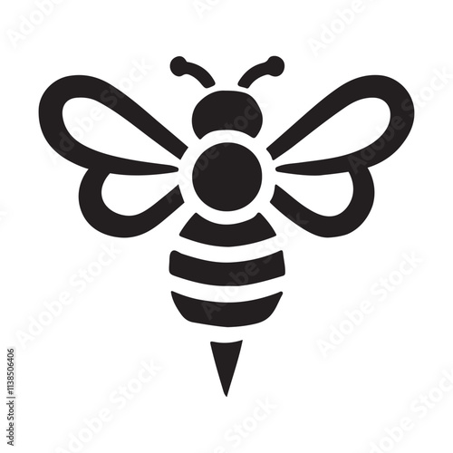 Elegant Black Bee Silhouette Illustration Vector Graphic Design