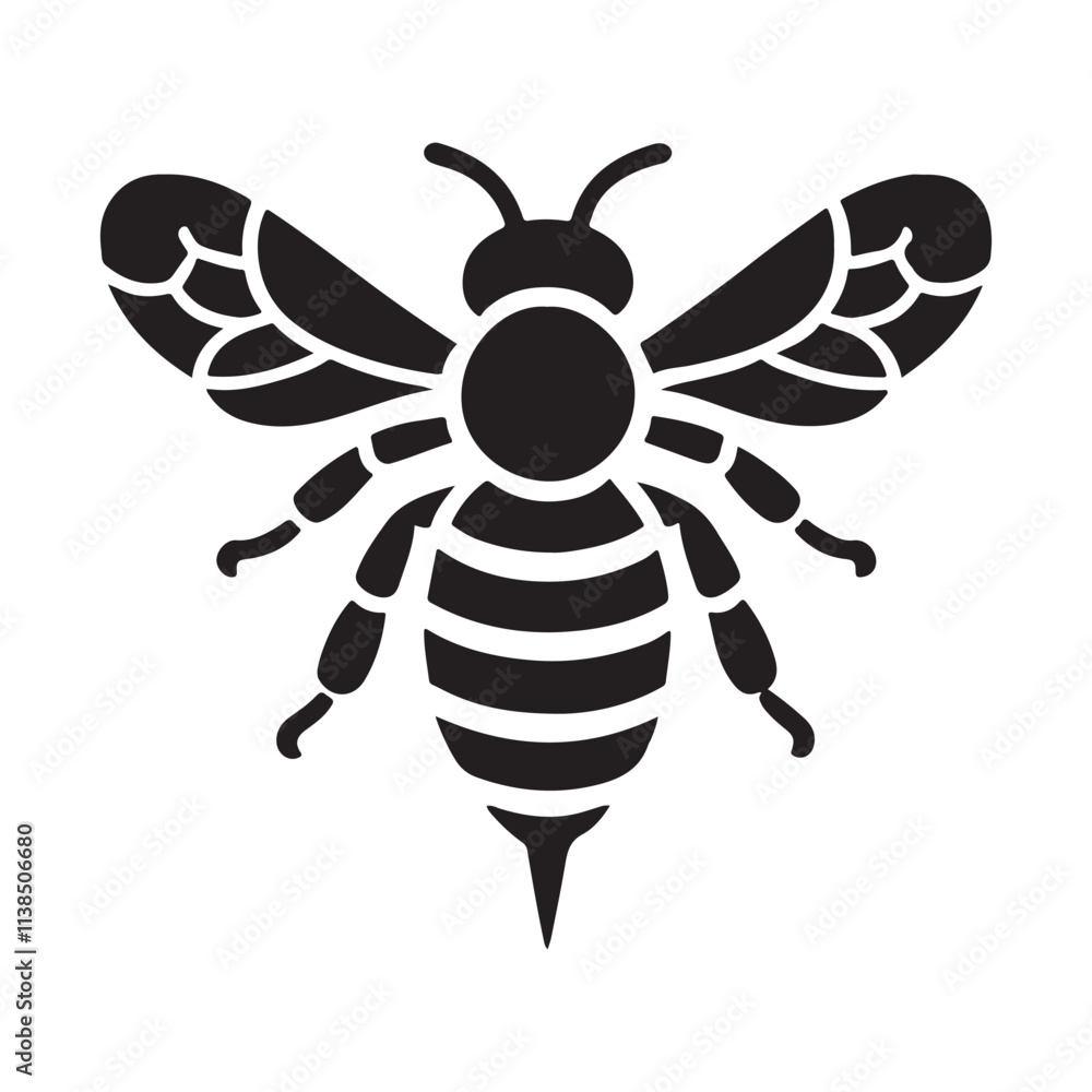 Bee Silhouette Vector Illustration Simple Design