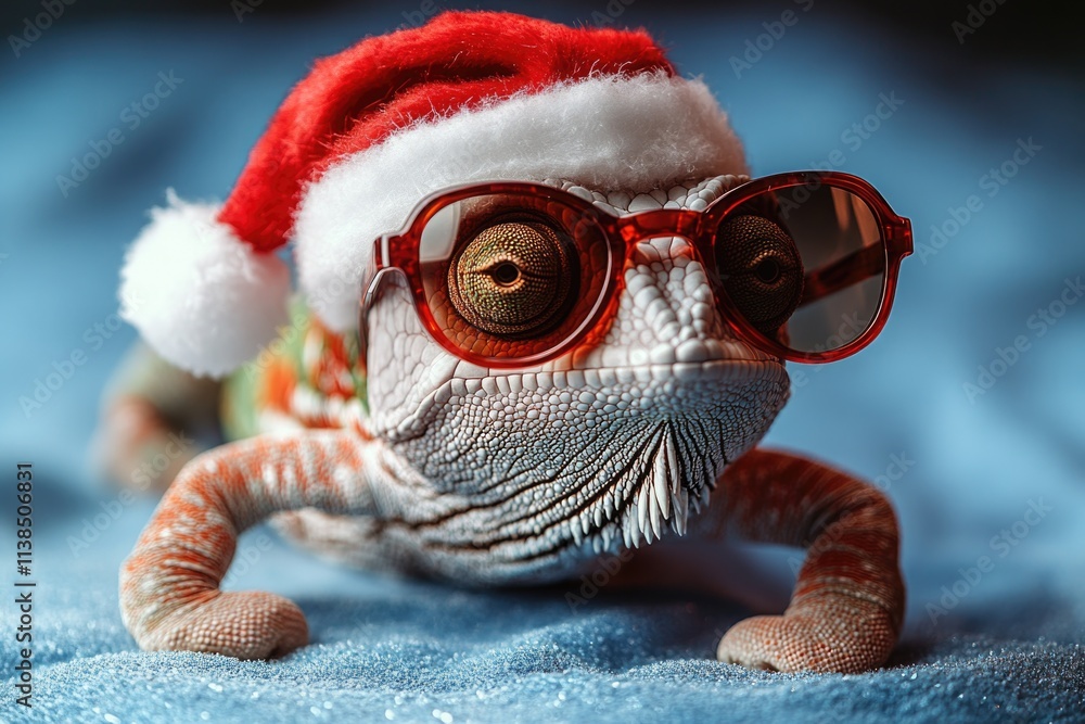 A reptile with fashionable accessories for the holiday season A reptile with fashionable accessories for the holiday season