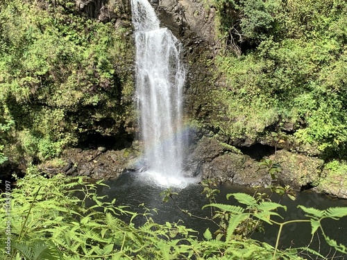 waterfall with rainbow on the way to Hana, HI