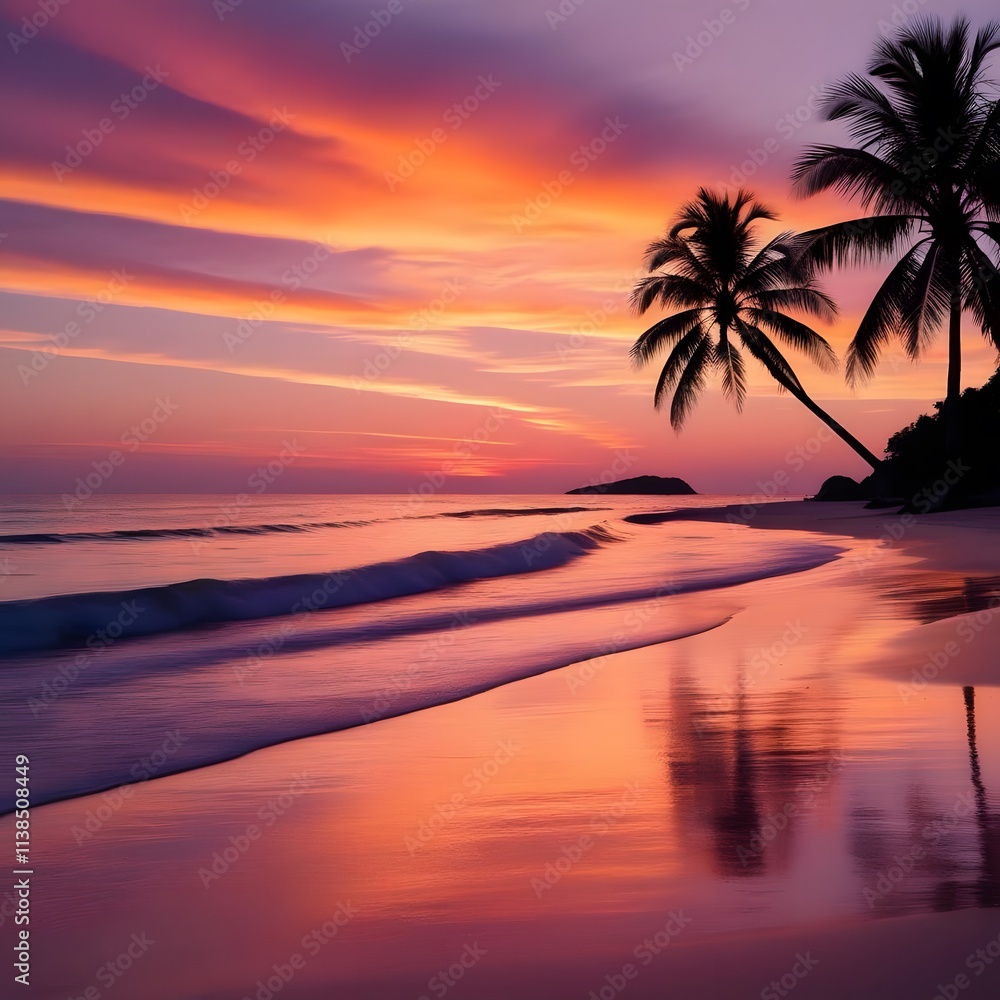 A serene and breathtaking scenery of a beach sunrise in high-definition quality, A serene and breathtaking scenery of a beach sunrise in high-definition quality,