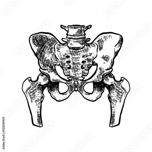 Illustration of an Human Pelvic Bones Anatomy Handdrawn