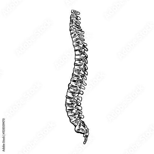 Illustration of an Human BackBones Anatomy Handdrawn