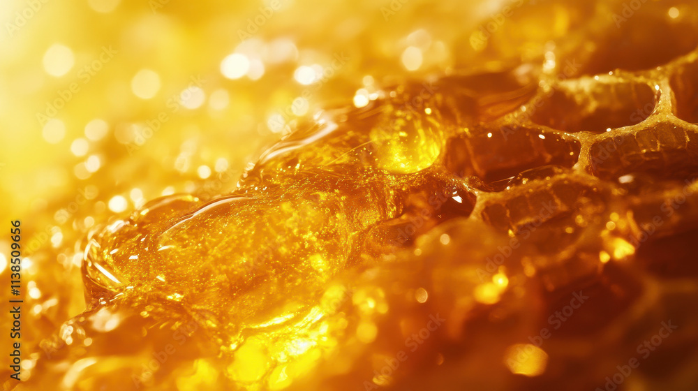 Golden Honeycomb Closeup Texture Rich in Sweetness Golden Honeycomb Closeup Texture Rich in Sweetness