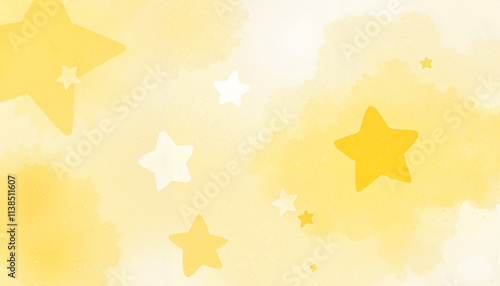 Yellow stars and soft watercolor background for playful and cheerful designs