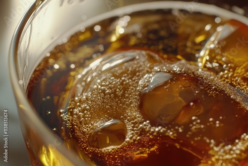 A clear glass filled with fizzy soda, perfect for a refreshing drink