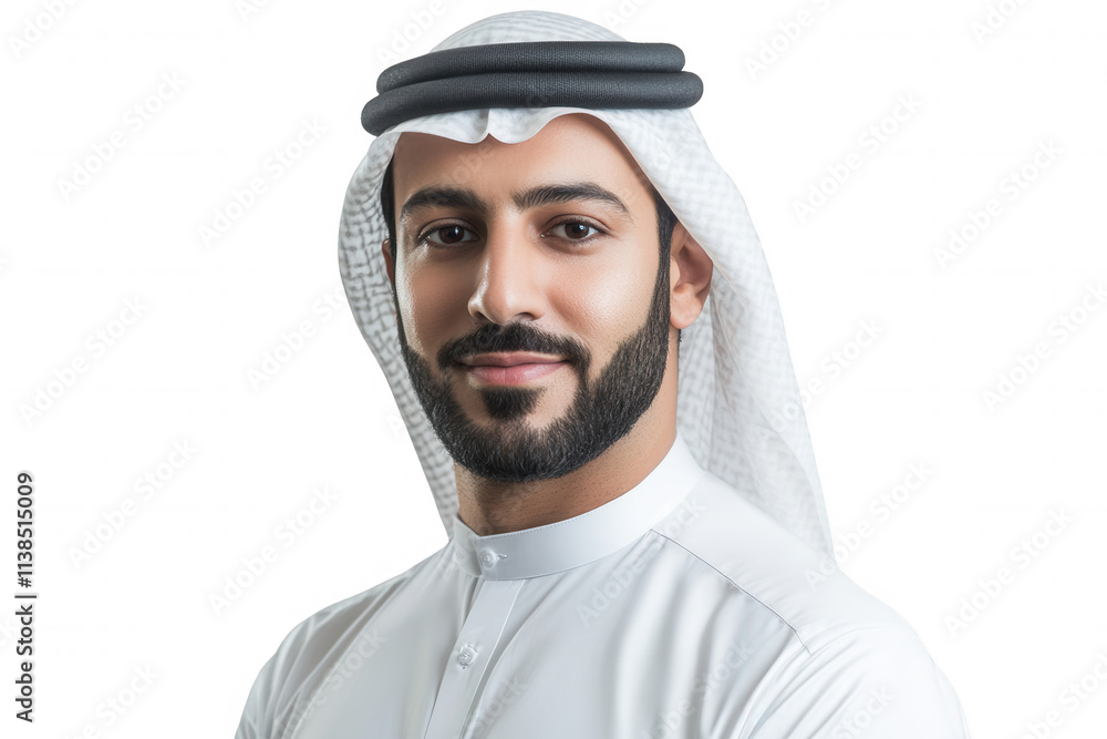 Confident young adult middle-eastern male in traditional attire smiling. Confident young adult middle-eastern male in traditional attire smiling.