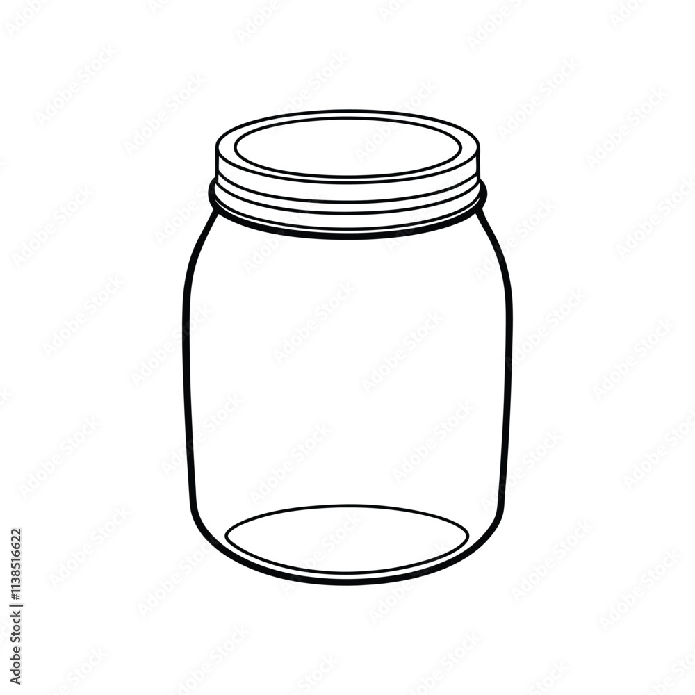 Simple Empty Mason Jar Outline - Black and White Vector Line Art for Kitchen, Storage, and Design Uses Simple Empty Mason Jar Outline - Black and White Vector Line Art for Kitchen, Storage, and Design Uses