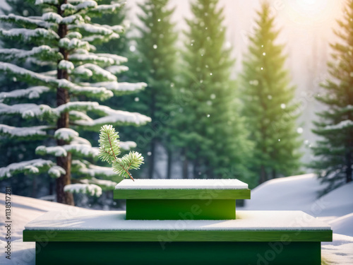 Snowy Winter Forest Display Stand