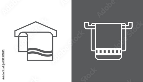 Bath towel on hanger icon set design isolated on white background. vector illustration