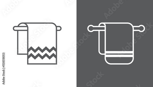 Bath towel on hanger icon set design isolated on white background. vector illustration