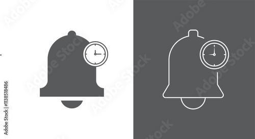 Bell and clock icon set design. vector illustration
