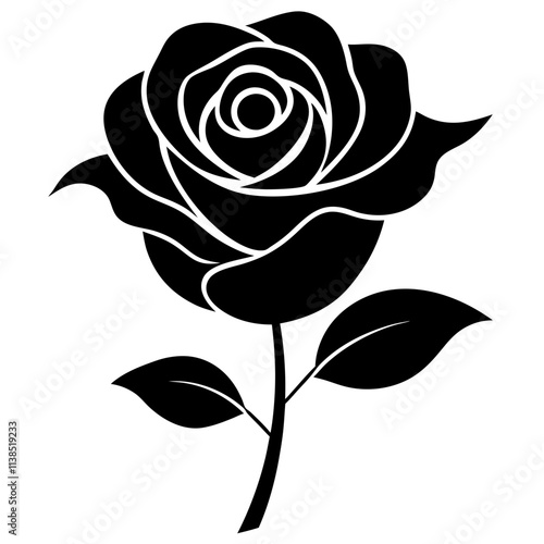Rose flower vector art design, Cute Rose silhouette illustration, Creative vector art & illustration
