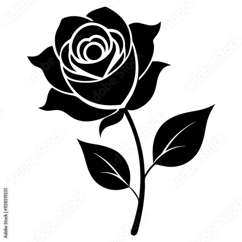 Rose flower vector art design, Cute Rose silhouette illustration, Creative vector art & illustration