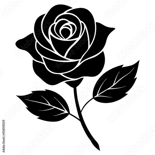Rose flower vector art design, Cute Rose silhouette illustration, Creative vector art & illustration