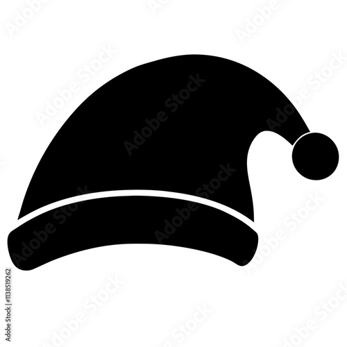 Christmas Santa hat vector art design, Black hat silhouette illustration, Creative vector art & illustration