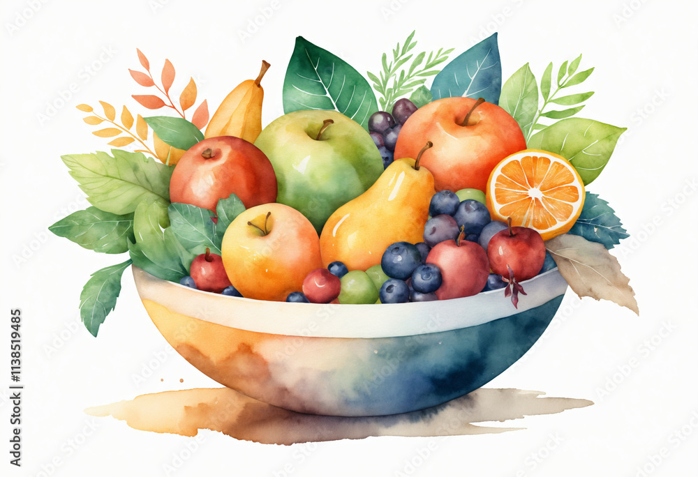 Vibrant fruit bowl with apples, pears, and berries Vibrant fruit bowl with apples, pears, and berries