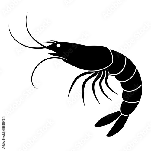 Shrimp sea fish vector art design, Shrimp silhouette illustration, Creative vector art