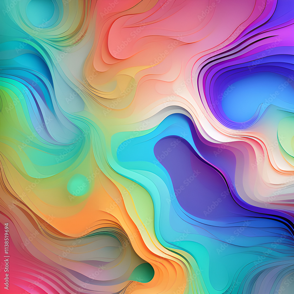 Obraz premium Liquid gradient mesh. Abstract wavy background. Color blend. Modern blurred texture. Liquid vibrant color flow. Template for posters, ad banners, brochures, flyers, covers. 8k quality. generative AI