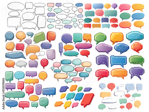 Editable Speech Bubbles and Dialogue Design: Vector Illustrations and Communication Icons