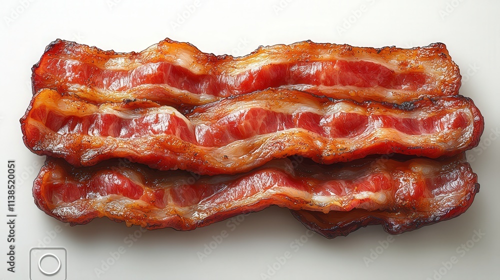 Crispy and Delicious Strips of Cooked Bacon Perfectly Arranged on a Clean Surface for Food Photography and Culinary Inspiration Crispy and Delicious Strips of Cooked Bacon Perfectly Arranged on a Clean Surface for Food Photography and Culinary Inspiration