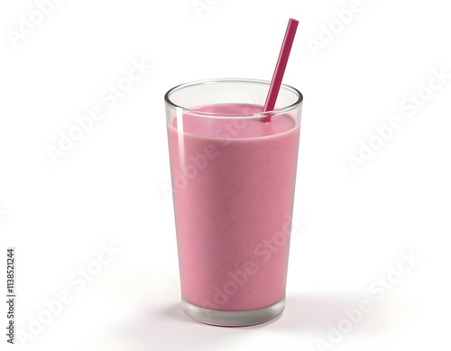 Smoothie cup with straw 3D render icon isolated on transparent background cutout ia