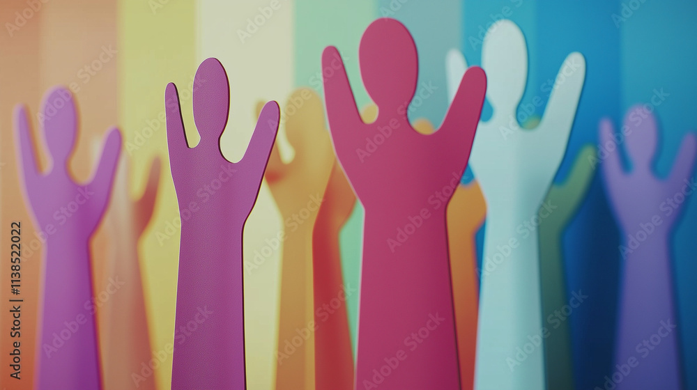 A vibrant display of colorful paper figures reaching out, symbolizing unity, joy, and the spirit of community, capturing the essence of togetherness and celebration in art. A vibrant display of colorful paper figures reaching out, symbolizing unity, joy, and the spirit of community, capturing the essence of togetherness and celebration in art.
