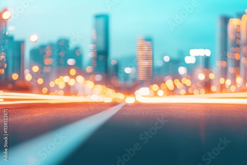 Dynamic cityscape with blurred lights, capturing the essence of urban transportation.