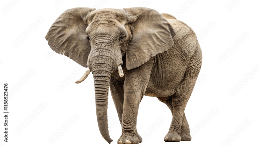 Obraz premium Majestic elephant standing tall with textured skin and powerful stance.