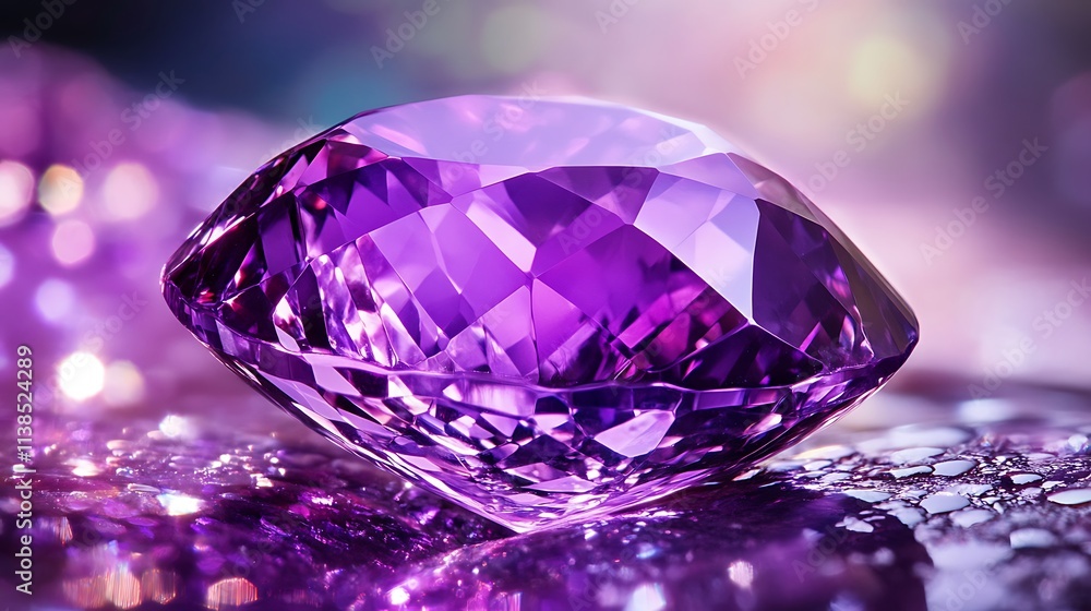 12. A bright amethyst-purple background with a glossy, reflective finish 12. A bright amethyst-purple background with a glossy, reflective finish