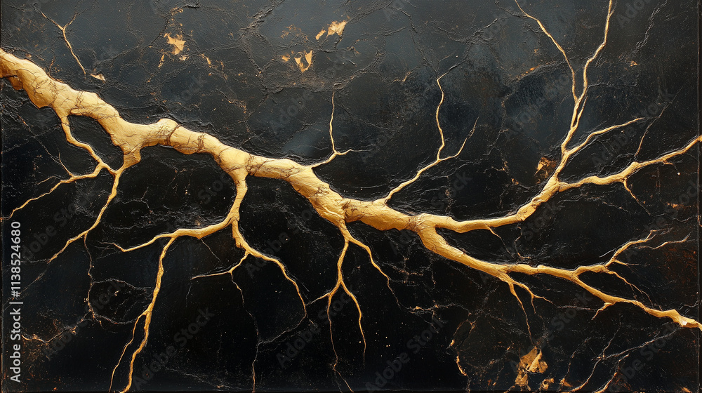 Gold and Black Abstract Cracked Texture, Luxurious Art Design with Copy Space Gold and Black Abstract Cracked Texture, Luxurious Art Design with Copy Space