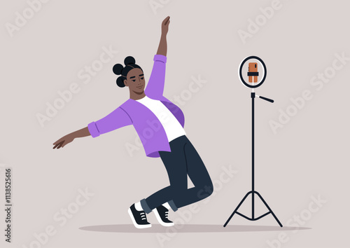 Εκτύπωση καμβά An African girl passionately engages in contemporary dance, showcasing her grace