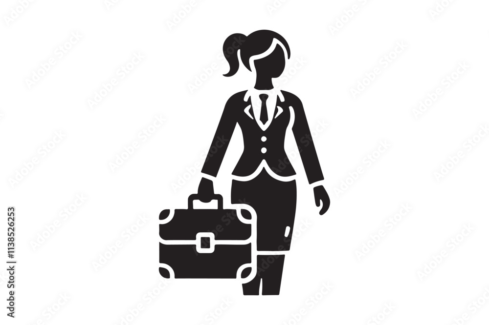 Elegant Silhouette of Female Executive with Briefcase Elegant Silhouette of Female Executive with Briefcase
