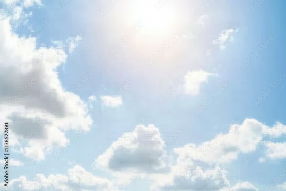 Bright blue sky with sunlight and puffy clouds. Bright blue sky with sunlight and puffy clouds.