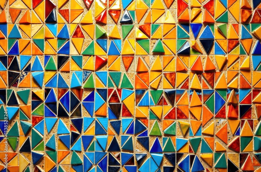 A vibrant mosaic of colorful triangles reveals A vibrant mosaic of colorful triangles reveals