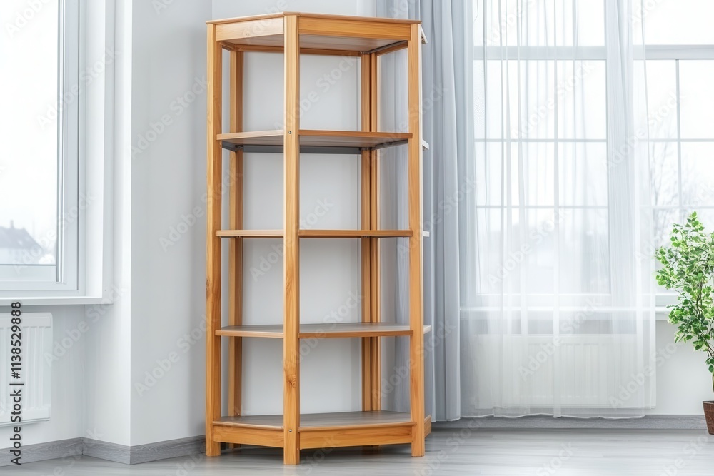 This tall corner shelf unit features open tiers, providing a functional and stylish storage solution. Displayed against a clean white background, it enhances any room with its transparent and minimali This tall corner shelf unit features open tiers, providing a functional and stylish storage solution. Displayed against a clean white background, it enhances any room with its transparent and minimali