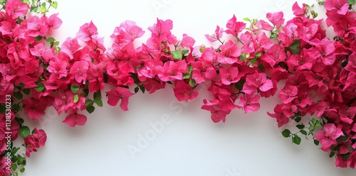 Wallpaper Mural Bright pink bougainvillea flowers cascading against a textured white wall Torontodigital.ca